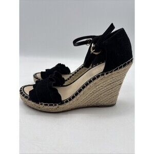 Marc Fisher Adalyn Black Suede & Leather Wedge Platform Shoes Size 8